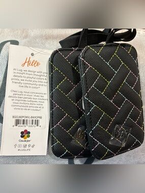 Lug Baggage Claim Luggage Tag 2pc Set - Black Rainbow Stitch